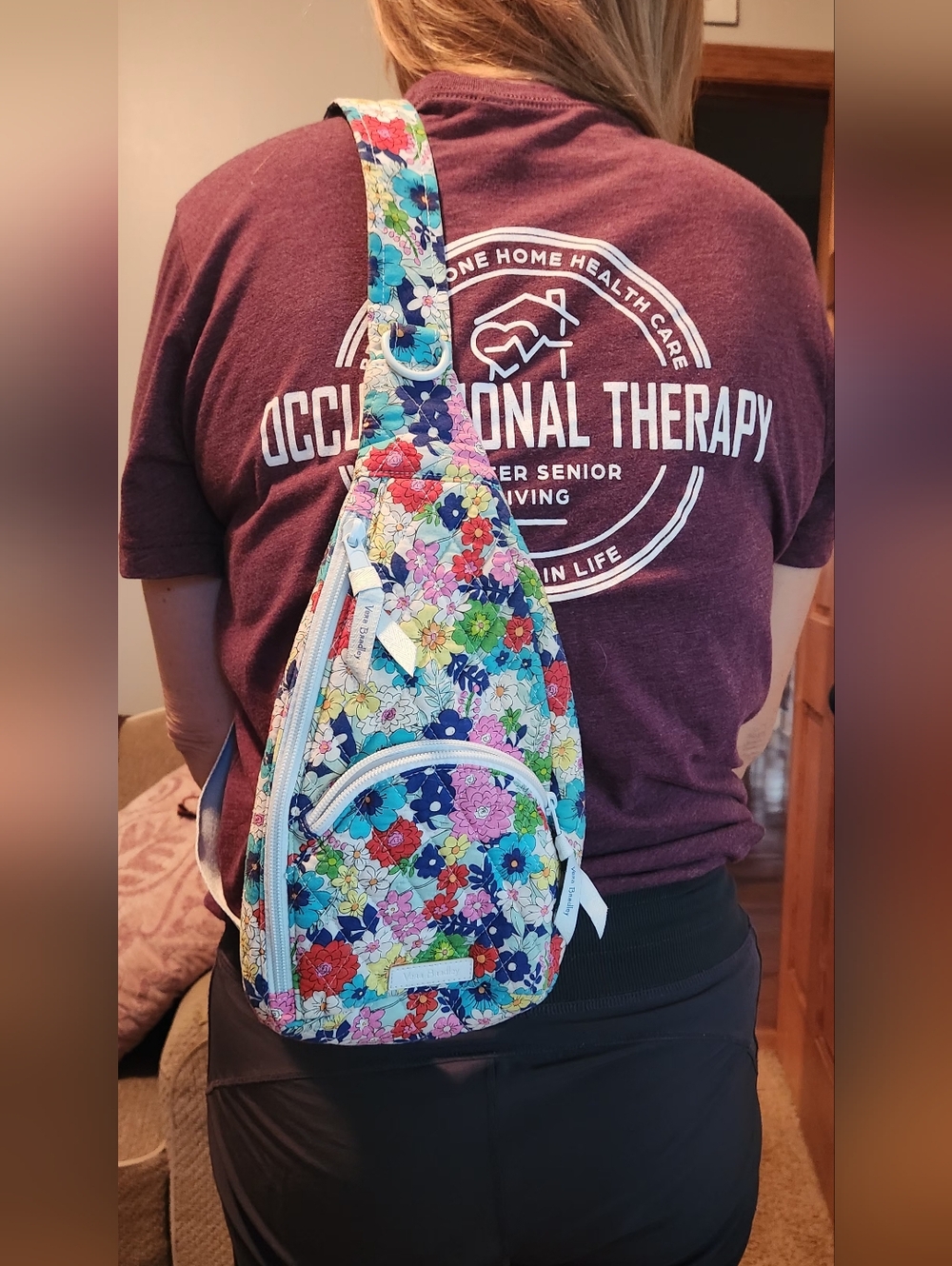 Vera Badley Small Floral Sling Bag with Multiple Bright Colors - Picture 12 of 14